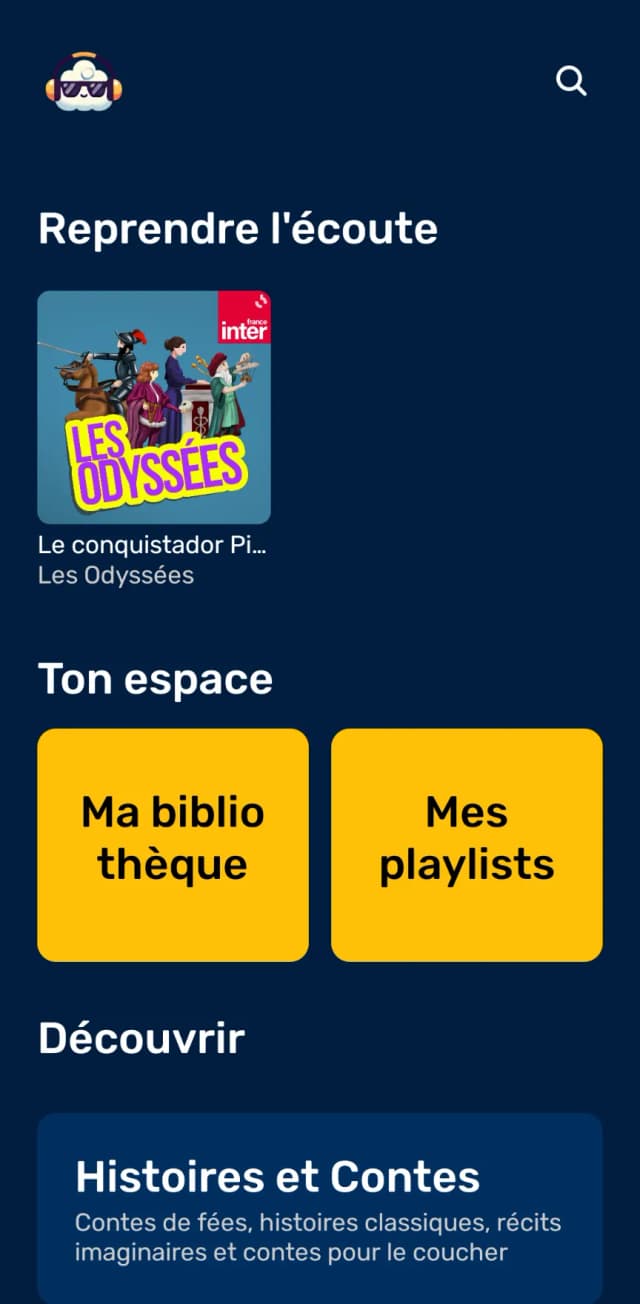 Interface d'accueil